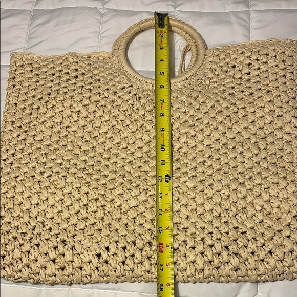 A.N.A. Tan Woven Tote Bag with Tassel - Picture 7 of 9